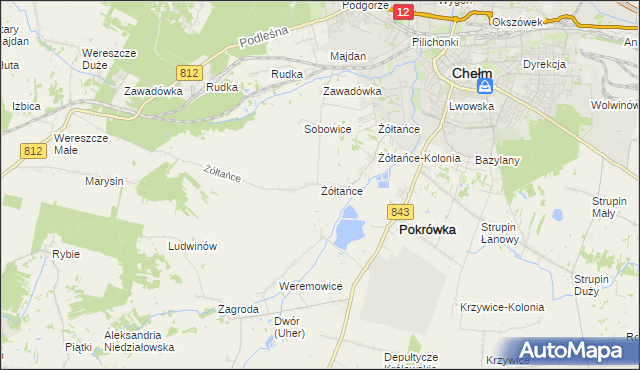 mapa Żółtańce, Żółtańce na mapie Targeo