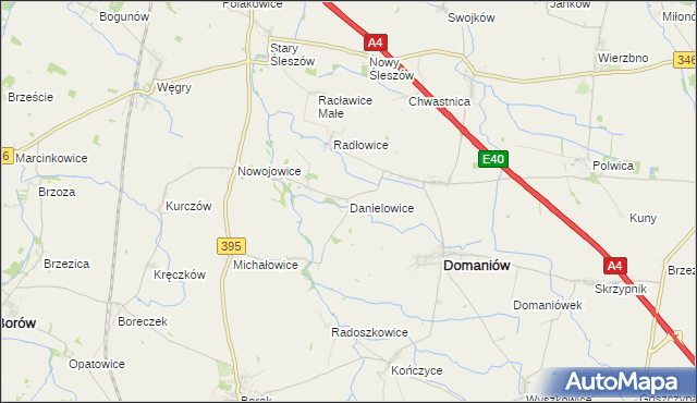 mapa Danielowice, Danielowice na mapie Targeo