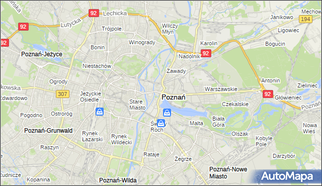 mapa Poznania, Poznań na mapie Targeo