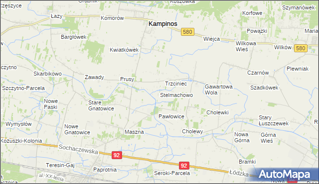 mapa Stelmachowo gmina Leszno, Stelmachowo gmina Leszno na mapie Targeo