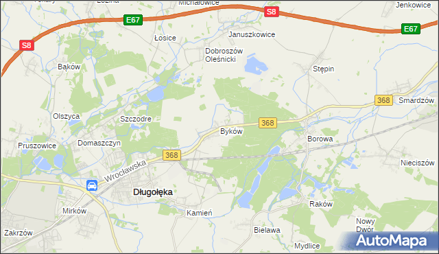 mapa Byków, Byków na mapie Targeo