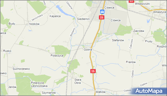 mapa Golina gmina Jarocin, Golina gmina Jarocin na mapie Targeo