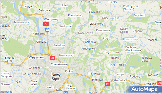 mapa Januszowa, Januszowa na mapie Targeo