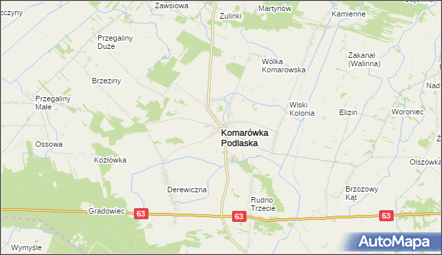 mapa Komarówka Podlaska, Komarówka Podlaska na mapie Targeo