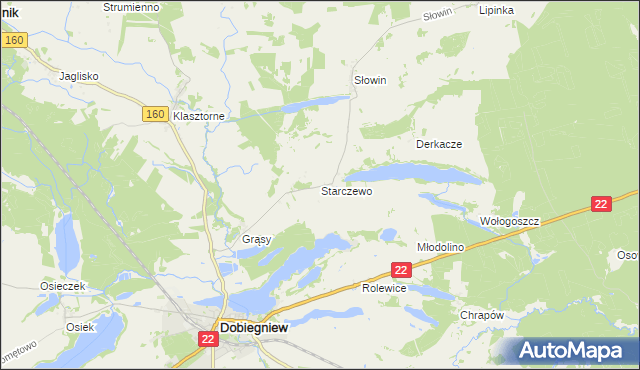 mapa Starczewo gmina Dobiegniew, Starczewo gmina Dobiegniew na mapie Targeo