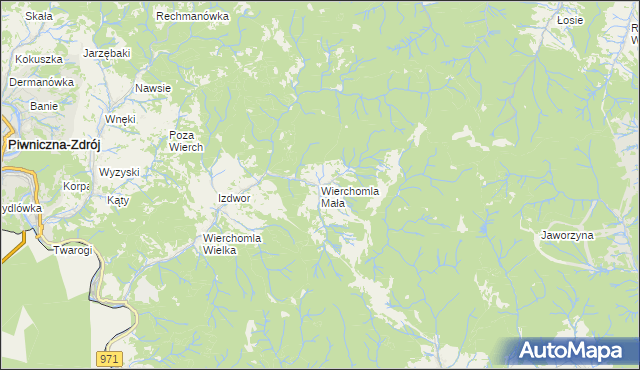 mapa Wierchomla Mała, Wierchomla Mała na mapie Targeo