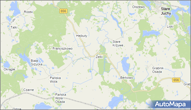 mapa Zelki, Zelki na mapie Targeo