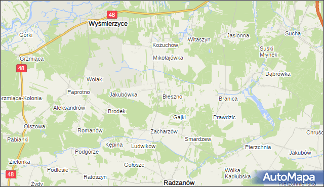 mapa Błeszno, Błeszno na mapie Targeo