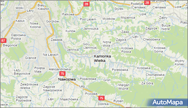 mapa Kamionka Wielka, Kamionka Wielka na mapie Targeo