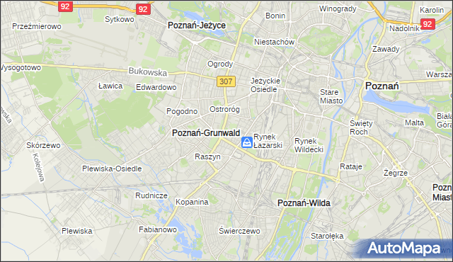 mapa Łazarz gmina Poznań, Łazarz gmina Poznań na mapie Targeo