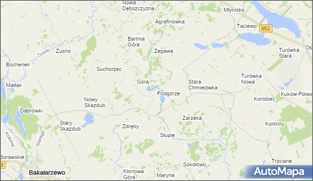 mapa Podgórze gmina Bakałarzewo, Podgórze gmina Bakałarzewo na mapie Targeo