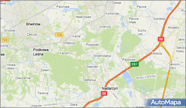 mapa Strzeniówka, Strzeniówka na mapie Targeo