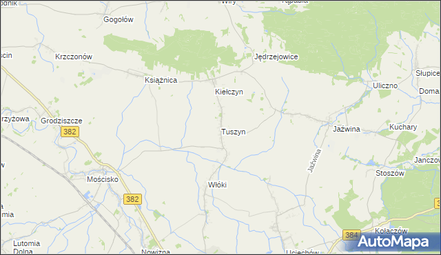 mapa Tuszyn gmina Dzierżoniów, Tuszyn gmina Dzierżoniów na mapie Targeo