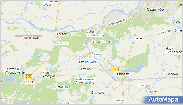 mapa Goraj gmina Lubasz, Goraj gmina Lubasz na mapie Targeo