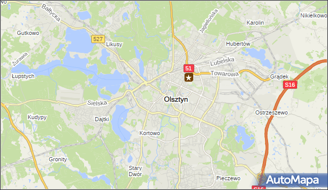 mapa Olsztyna, Olsztyn na mapie Targeo