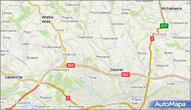 mapa Pękowice, Pękowice na mapie Targeo