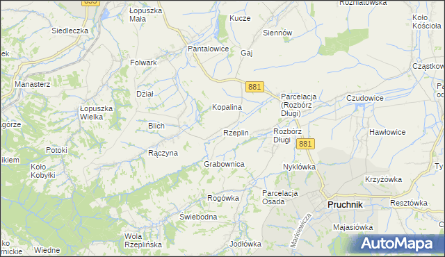 mapa Rzeplin gmina Pruchnik, Rzeplin gmina Pruchnik na mapie Targeo