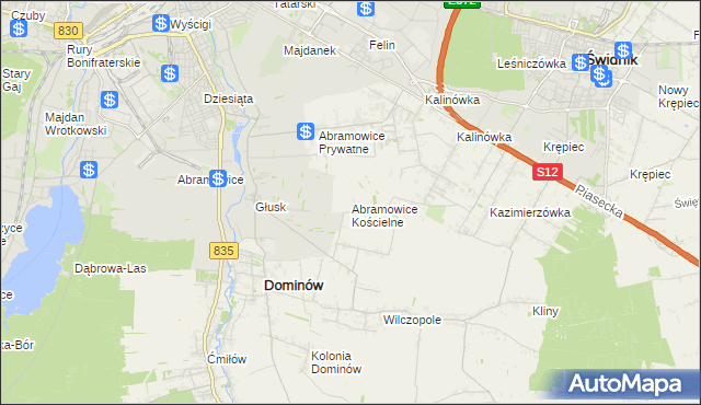 mapa Abramowice Kościelne, Abramowice Kościelne na mapie Targeo