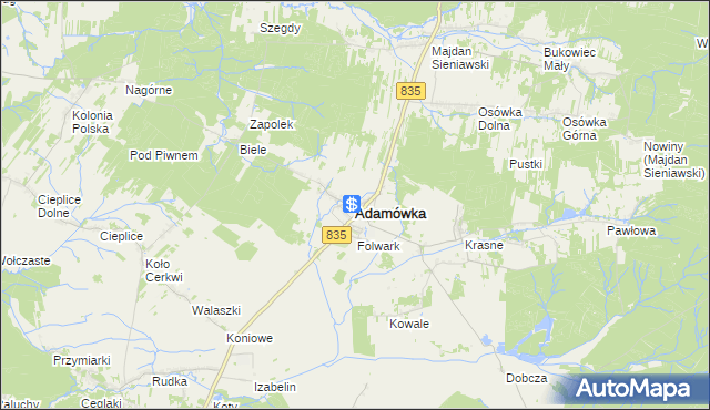 mapa Adamówka powiat przeworski, Adamówka powiat przeworski na mapie Targeo