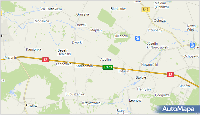 mapa Adolfin gmina Siedliszcze, Adolfin gmina Siedliszcze na mapie Targeo