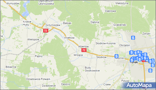 mapa Albertów gmina Turek, Albertów gmina Turek na mapie Targeo