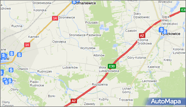 mapa Albinów gmina Głowno, Albinów gmina Głowno na mapie Targeo