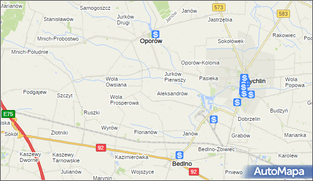 mapa Aleksandrów gmina Żychlin, Aleksandrów gmina Żychlin na mapie Targeo