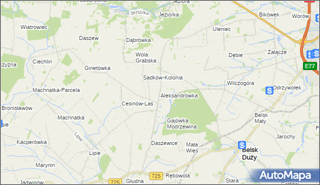 mapa Aleksandrówka gmina Belsk Duży, Aleksandrówka gmina Belsk Duży na mapie Targeo