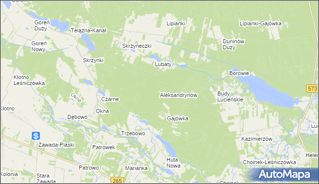 mapa Aleksandrynów, Aleksandrynów na mapie Targeo