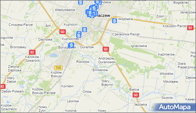 mapa Andrzejów Duranowski, Andrzejów Duranowski na mapie Targeo