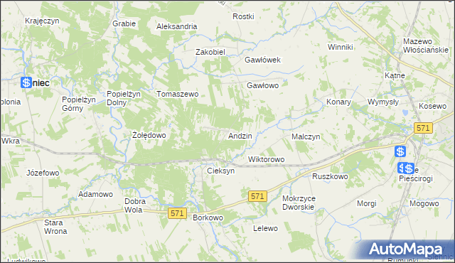 mapa Andzin, Andzin na mapie Targeo