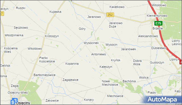 mapa Antoniewo gmina Bądkowo, Antoniewo gmina Bądkowo na mapie Targeo