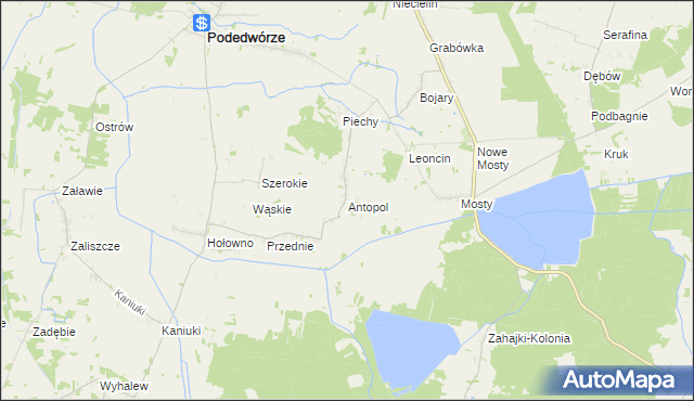 mapa Antopol gmina Podedwórze, Antopol gmina Podedwórze na mapie Targeo