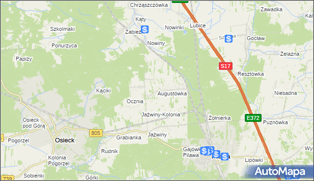 mapa Augustówka gmina Osieck, Augustówka gmina Osieck na mapie Targeo