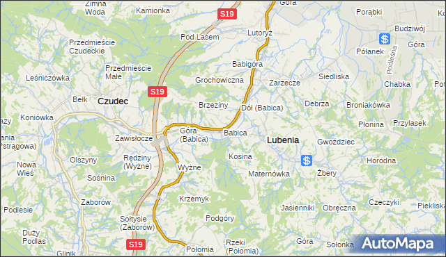 mapa Babica gmina Czudec, Babica gmina Czudec na mapie Targeo