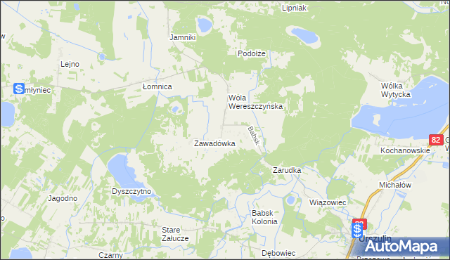 mapa Babsk gmina Urszulin, Babsk gmina Urszulin na mapie Targeo