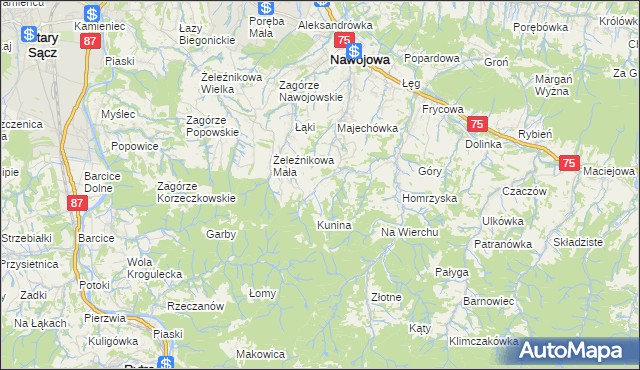 mapa Bącza-Kunina, Bącza-Kunina na mapie Targeo
