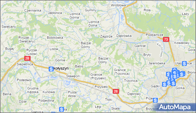 mapa Bączal Dolny, Bączal Dolny na mapie Targeo