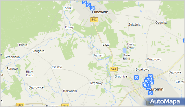 mapa Bądzyn, Bądzyn na mapie Targeo