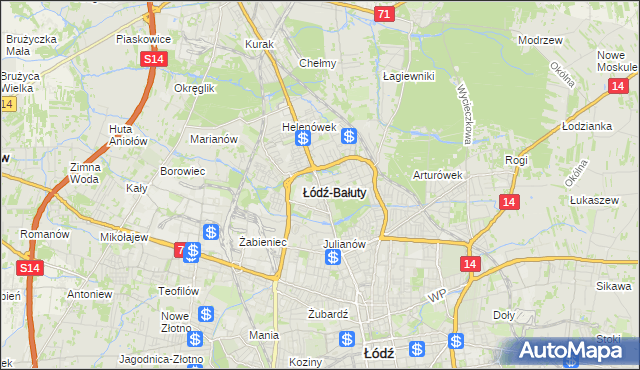 mapa Bałuty gmina Łódź, Bałuty gmina Łódź na mapie Targeo