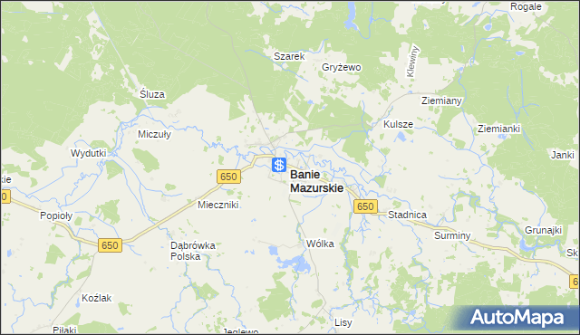 mapa Banie Mazurskie, Banie Mazurskie na mapie Targeo