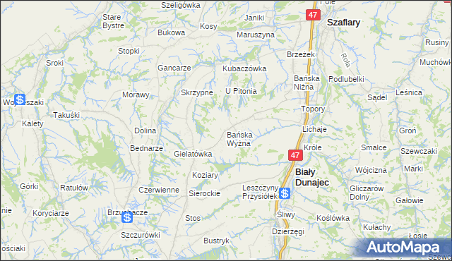 mapa Bańska Wyżna, Bańska Wyżna na mapie Targeo