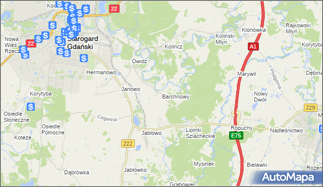 mapa Barchnowy, Barchnowy na mapie Targeo