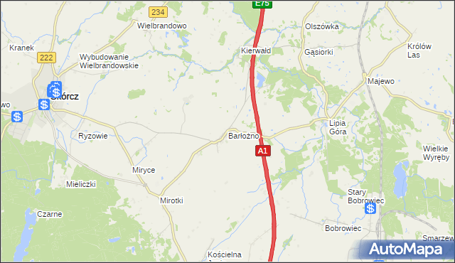mapa Barłożno, Barłożno na mapie Targeo
