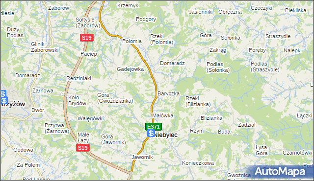 mapa Baryczka gmina Niebylec, Baryczka gmina Niebylec na mapie Targeo