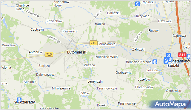 mapa Bechcice-Wieś, Bechcice-Wieś na mapie Targeo