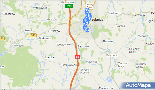 mapa Będkowo, Będkowo na mapie Targeo