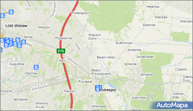 mapa Bedoń-Wieś, Bedoń-Wieś na mapie Targeo