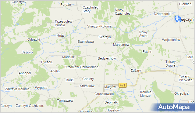 mapa Będziechów, Będziechów na mapie Targeo