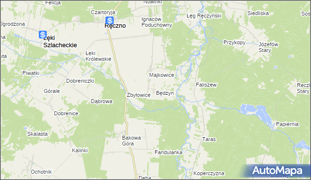 mapa Będzyn gmina Ręczno, Będzyn gmina Ręczno na mapie Targeo